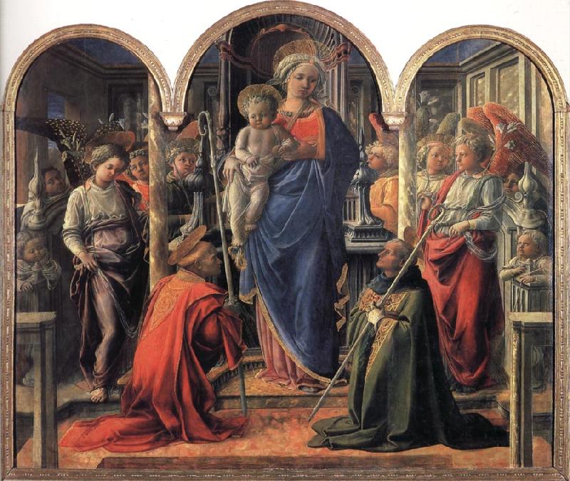 Fra Filippo Lippi Madonna and Child with Angels,St Frediano and St Augustine